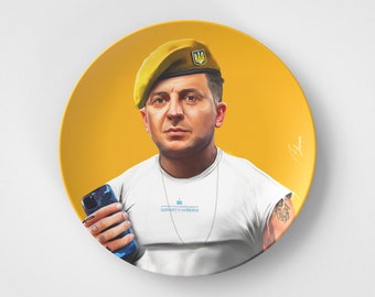Volodymyr Zelensky // Plato redondo de 10" // Idea de regalo político