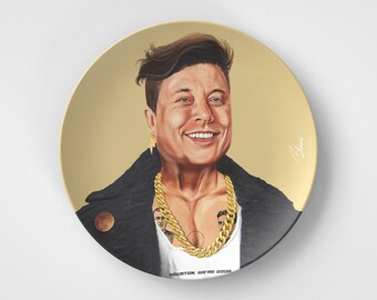 Elon Musk // Plato redondo de 10" // Idea de regalo tecnológico