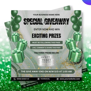 Giveaway Flyer, Instagram Flyer, Hair Flyer, Book Now Flyer, DIY Booking Flyer, Giveaway Flyer Template, Premade Editable Canva Template