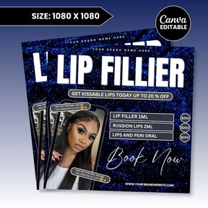 Lip Fillers Flyers, Lip Injections Flyer, Book Now Flyers, Dermal Filler, Esthetician Flyer, Medspa Flyer, Canva Editable Flyers