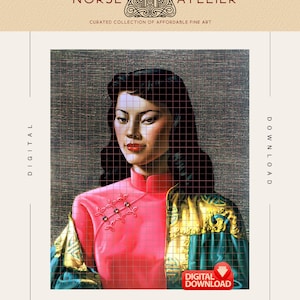 Miss Wong l | Mid Century Girl - Tretchikoff Lynch Shabner Vintage Poster Kitsch Print Retro Wall Art Printables Wall Art Prints Digital