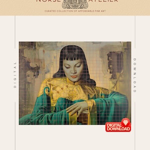 Lady from Orient | Mid Century Girl - Tretchikoff Lynch Shabner Vintage Kitsch Print Retro Wall Art Printables Wall Art Prints Digital
