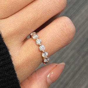 1.2 Carat  Eternity Round Brilliant Lab Grown Diamond Band / U Shape Diamond Eternity Band / Yellow Gold 3.2mm Eternity Wedding Band