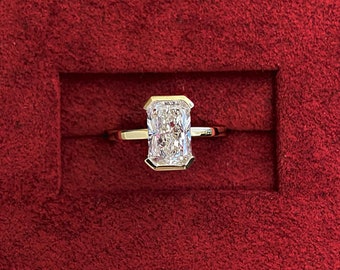 Radiant Cut 1.5 carat F Color VS1 Clarity Lab Grown Diamond  Engagement Ring Solitaire Ring / 14K Yellow goldIGI Certified Elonagted Radiant