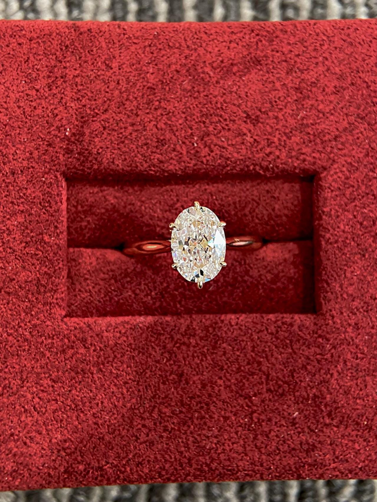 1.5 Carat Oval Lab Grown Diamond Engagement Ring: 14k Gold Solitaire