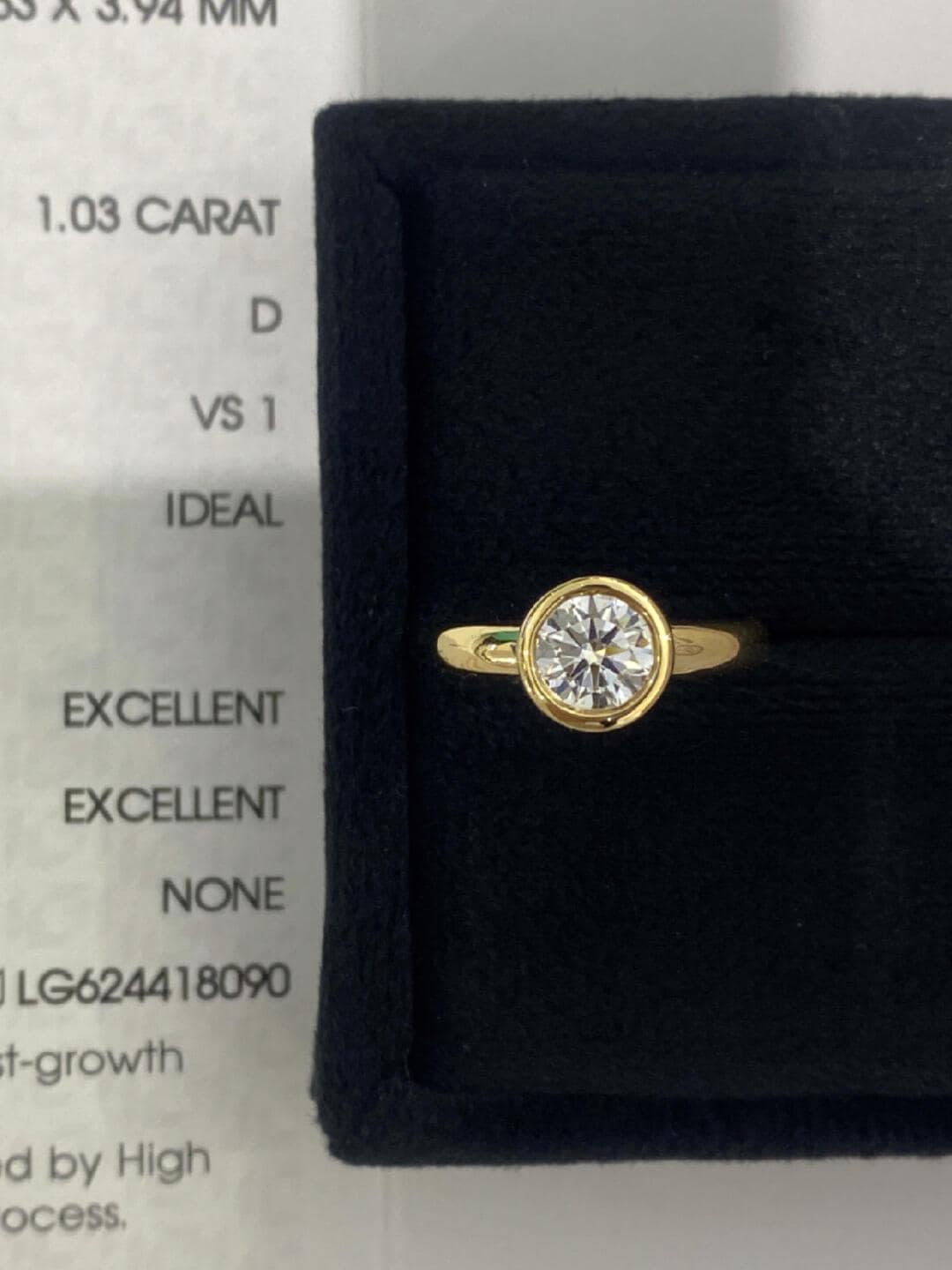 1.03 Carat D Color VS1 Clarity Round Brilliant  Lab Grown Diamond Solitaire Engagement Ring, Vintage Rings 18k Yellow Gold IGI Certified