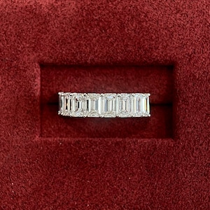 4.1 CT Emerald Cut Lab Grown Diamond Eternity Ring - 18k White Gold