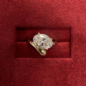 3 Carat Oval Lab Grown Diamond Solitaire Engagement Ring, 14k Yellow Gold, IGI Certified