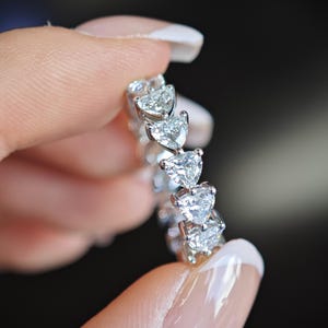 1.9 Carat Platinum Lab Grown Diamond Heart Eternity Wedding Band