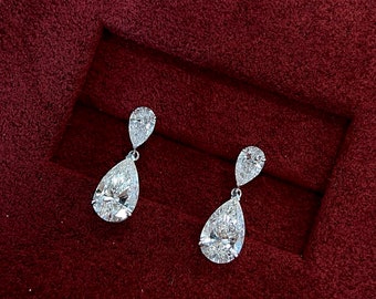 2 Carat Total IGI CERTIFIED F/VS1 Pear Cut Lab Grown Diamond Stud Earrings, 18k White Gold Pushback Posts, Pear earrings