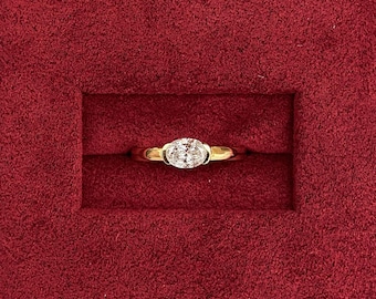 Oval Lab Grown Diamond Engagement Ring: 18k Yellow Gold, Pave Bridge