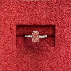 1.6 Carat Radiant Cut Fancy Vivid Pink Lab Grown Diamond Halo Ring