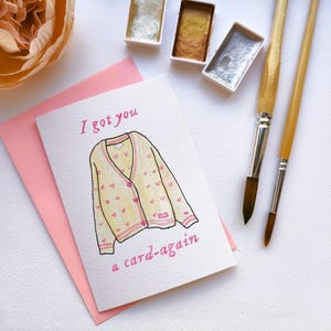 d'anniversaire peinte à la main avec cardigan pour amoureux | Carte de voeux Swiftie aquarelle | Cadeaux pour Swifties | Art Swiftie pastel | pas d'impression