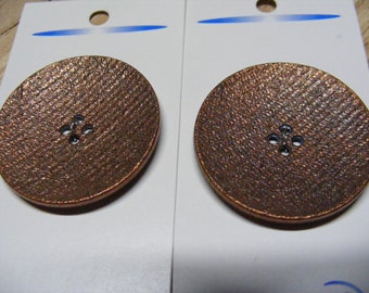 Vintage Large Copper Finish Plastic Buttons, Lot of 2 ....Lot 1240