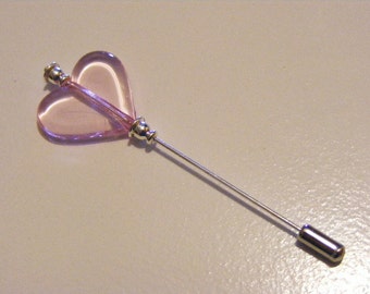 Pretty in Pink Heart Stick Pin.........Lot 144