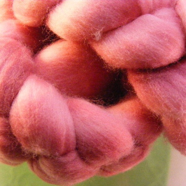 SALE... Was 10.00... Now 8.00...4 ounce...Merino Wool Roving...Romantic Rose