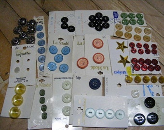 Vintage Lot of 83 Buttons NOS Carded from 1950-1970s ....Lot #1750