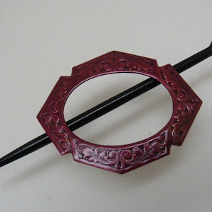 Crowning Glory Victorian Brass Shawl Pin, Ruby Red Finish..... Lot #1653