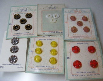 Vintage Fancy and Imported Lot of 26 Buttons NOS Carded from 1950-1960 ....Lot #081322-5