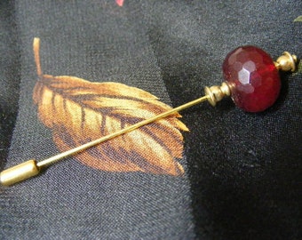 Faceted Cranberry Glass Stick Pin.........Lot 1842