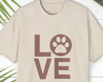 Love Paw Logo Tee, Dog Lover Tshirt, Paw Love, Cute Paw Shirt For Animal Lover, Stylish Logo Oversized Tshirt