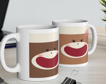 Pair of Sock Monkey Smile Pair Coffee Mug, Fun Gift For Couple