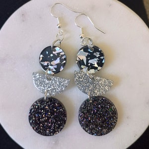 Black sparkly dangle earrings