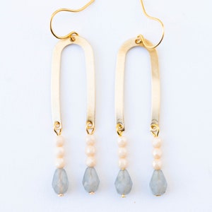 Brass Fringe Earrings, U shaped beaded earrings, Fringe Earrings, Colorful Earrings, colorful bead earrings, Gift for Her, gift for wife image 9