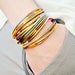 Leather Bangle Bracelet Set of THREE, leather bangles, colorful bangles, holiday gift 