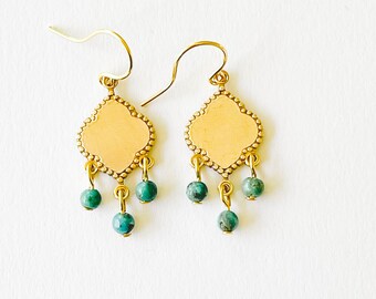 Small Turquoise Earrings, Little Turquoise earrings, dainty Turquoise earrings, Boho Turquoise earrings, small Turquoise chandelier earrings