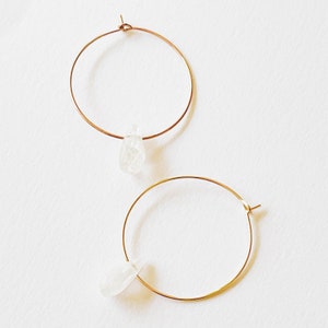 Mini Moonstone Gold Filled Hoops, Small Moonstone hoops, Moonstone earrings, Moonstone jewelry, Hoops with Moonstones, Natural Moonstones image 3