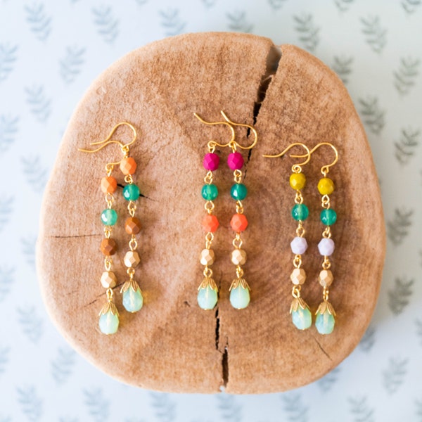 Long bead earrings, Colorful bead earrings, Super long earrings, beaded statement earrings, Beaded earrings, Bead earrings for women