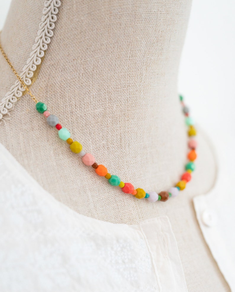 Colorful strand Necklace, Colorful Statement necklace, Bead Necklace, Colorful Necklace, Colorful bead necklace, Layering necklace image 4