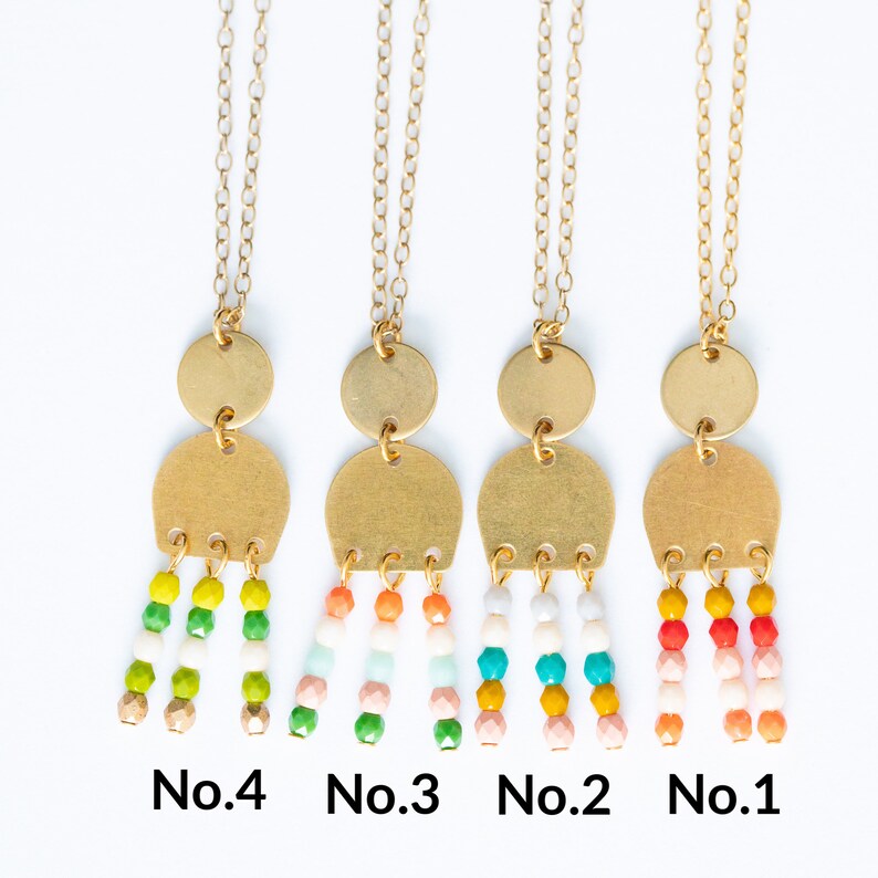 Beaded Pendant Necklace Boho Necklace Rectangle Necklace Statement Necklace Beadwork Necklace Brass Jewelry Beaded Fringe Necklace