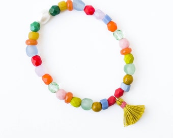 Perlenarmband, Armband aus recyceltem Glas, Fair-Trade-Perlenarmband, Boho-Armband mit bunten Perlen