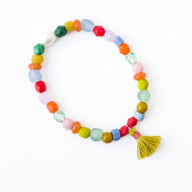Beaded Bracelet, Recycled Glass Bracelet, Fair Trade Beaded Bracelet, Beaded Boho Bracelet, Multi Color bead Bracelet, Colorful Bracelet image 1