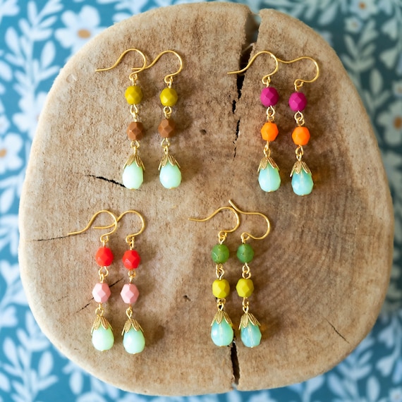 Bead Earrings Colorful Bead Earrings Cute Beaded Earrings Beaded Earrings Bead Earrings for Women Earrings for Bff Jewelry Gift Etsy Canada