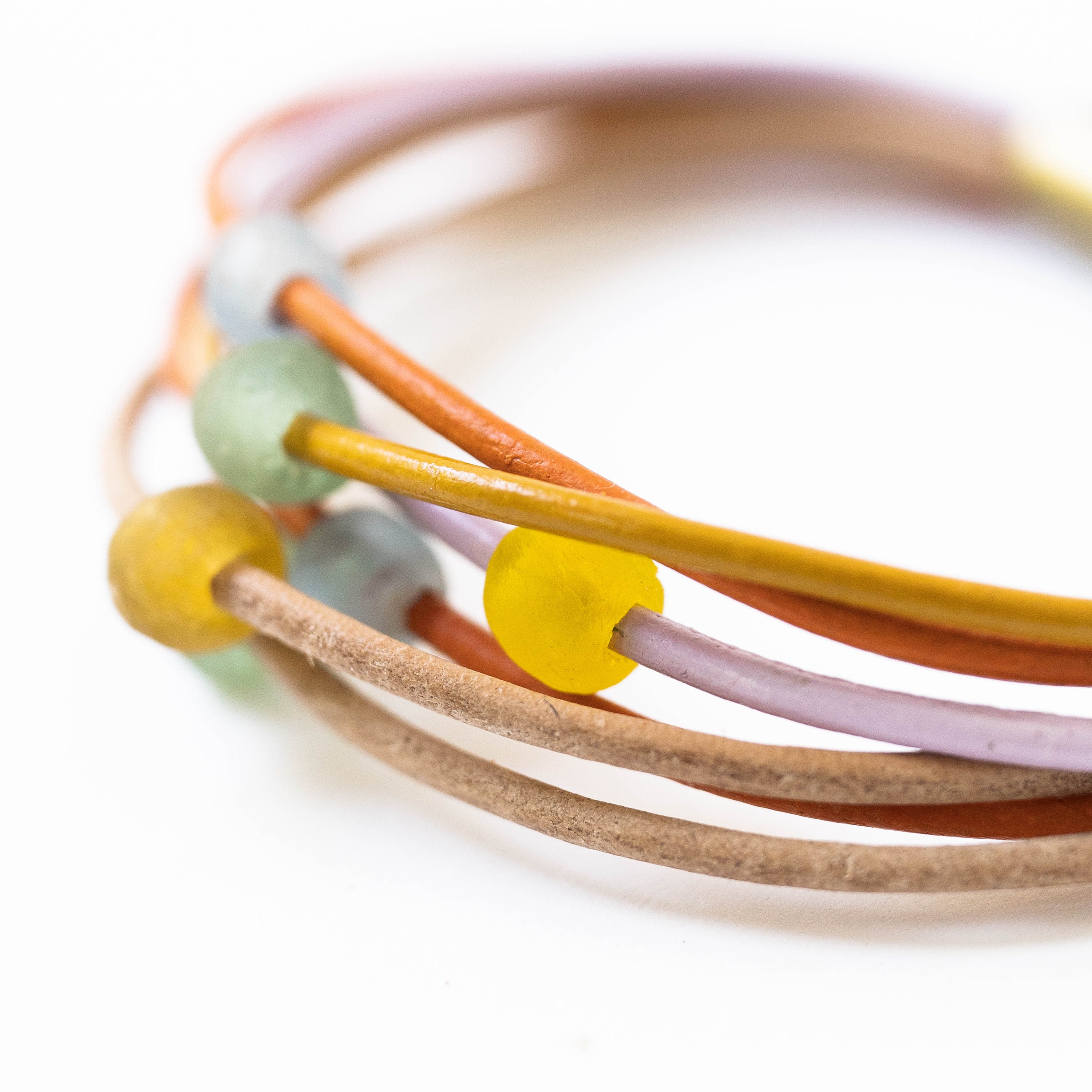 Colorful Multi Cord Leather and Bead Bracelet Etsy