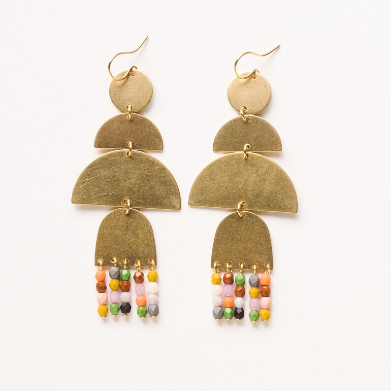 Statement Bead Earrings Brass Earrings bohemian earrings Etsy
