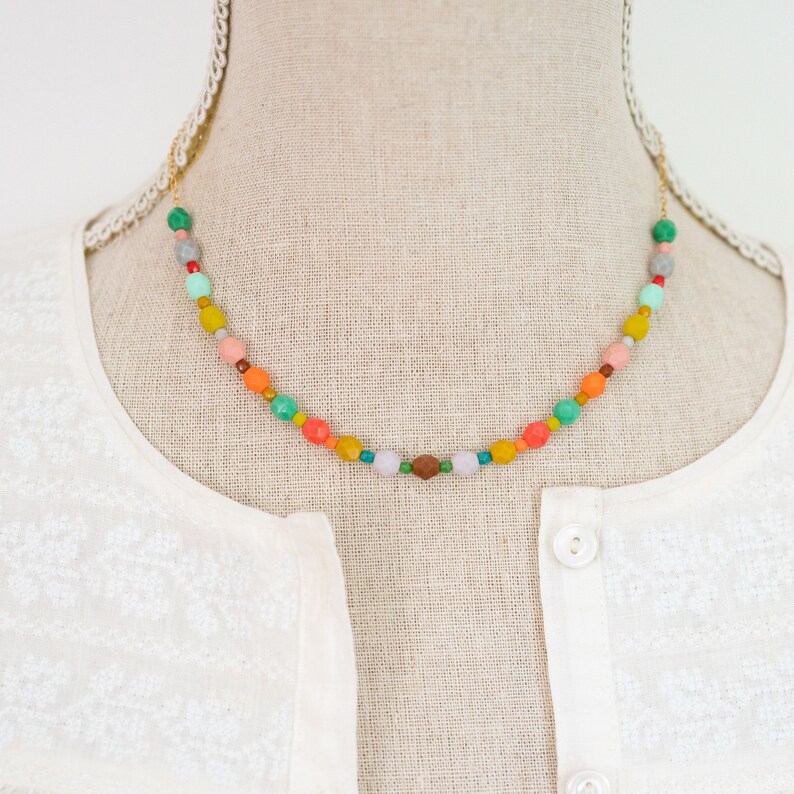 Colorful strand Necklace, Colorful Statement necklace, Bead Necklace, Colorful Necklace, Colorful bead necklace, Layering necklace image 2