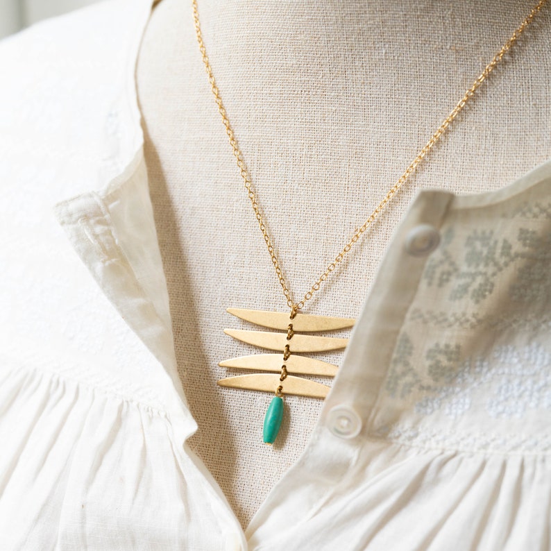 statement necklace brass jewelry insect necklace Brass necklace gift for BFF Dragonfly Necklace turquoise Necklace botanical necklace