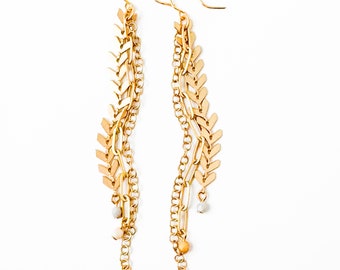 Long chain earrings, long gold chain earrings, paperclip earrings, gold chain earrings for women, Long Tassel Earrings, Tassel Drop Earrings