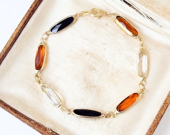 Romantic Glass Bracelet, Faceted Color Block Bracelet, Gold Bracelet