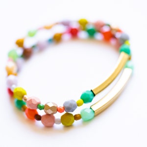 Colorful Bead Bracelet Set, Colorful Bracelets, Bead bracelets, Stretch Bracelets, Boho Bracelets, Colorful Jewelry, Everyday Bracelet set