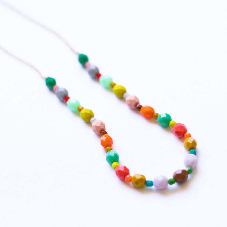 Colorful strand Necklace, Colorful Statement necklace, Bead Necklace, Colorful Necklace, Colorful bead necklace, Layering necklace image 5