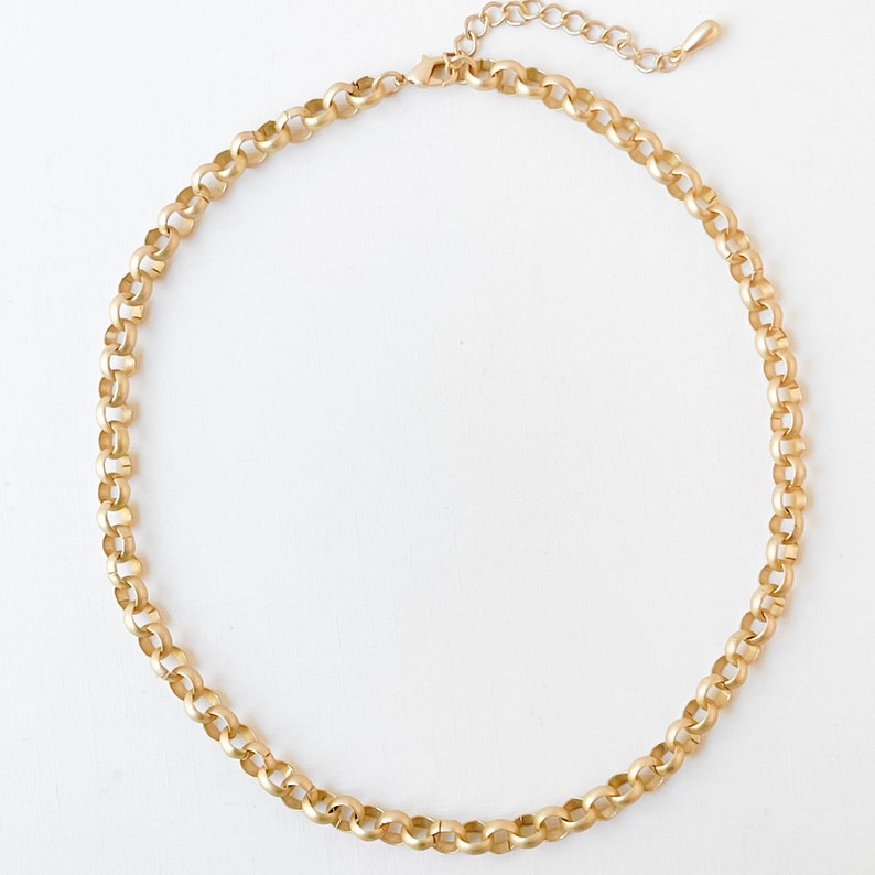 Adjustable Rolo Chain Adjustable Chunky Matte 24K Gold Plated Rolo Chain Necklace - Etsy