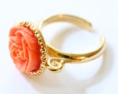 Garden Rose Statement Adjustable Ring- 24K Gold Plated