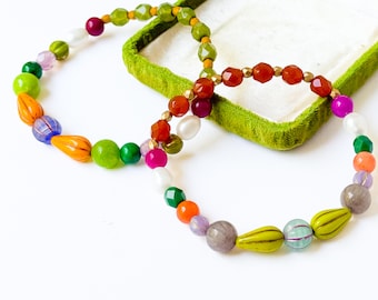 Colorful Stretch Bracelet for Women, Freshwater Pearl Beaded Bracelet, Mixed Bead Boho Jewelry, Stackable Statement Gift for Her