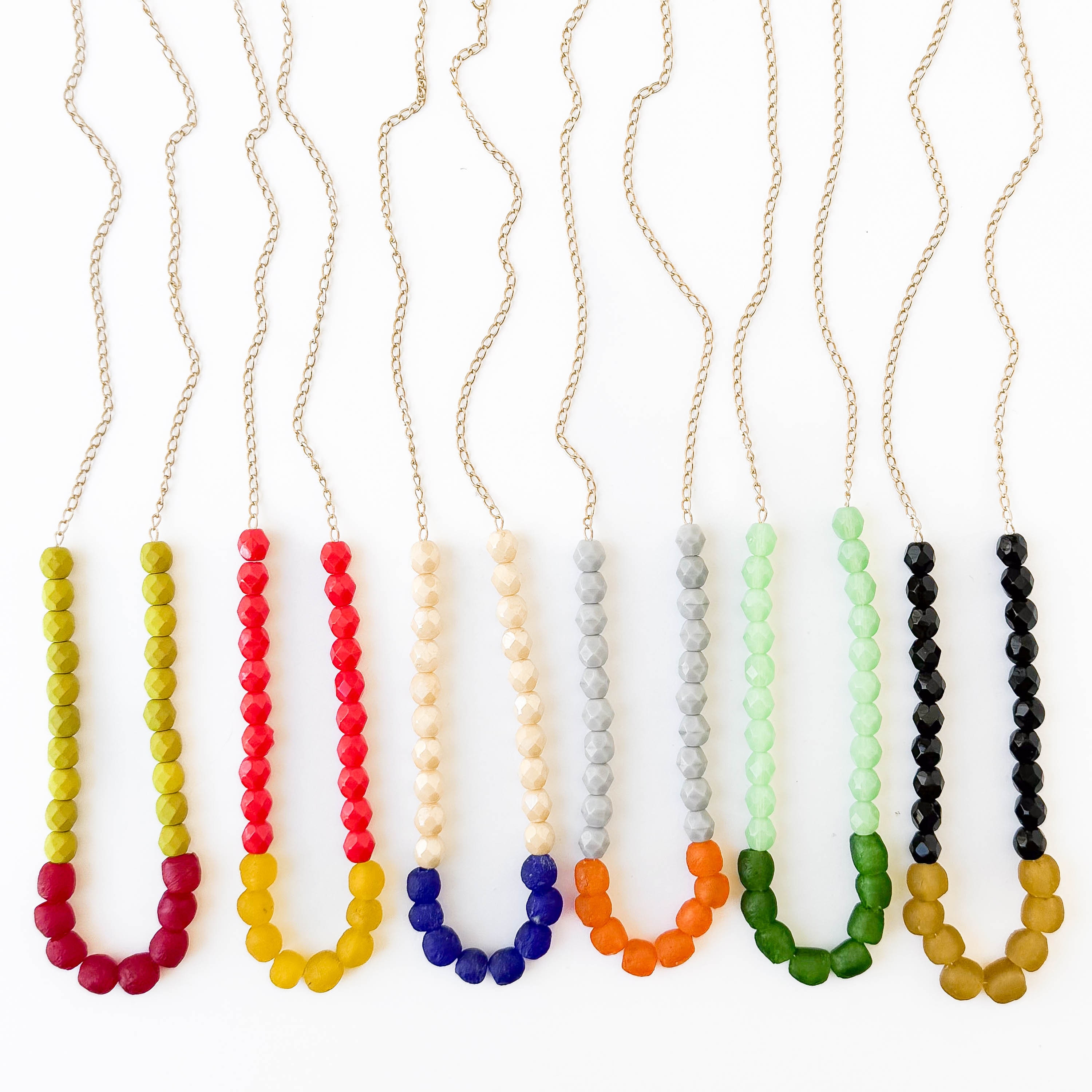 Recycled Glass Beaded Necklace: Fair Trade Boho Jewelry