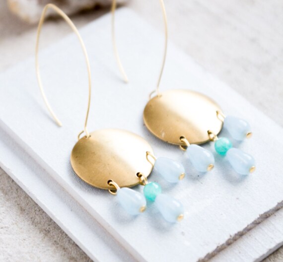 Blue Chandelier Earrings Statement Image 0